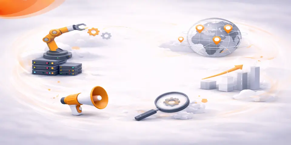 Abstract representation of future technology outsourcing strategies