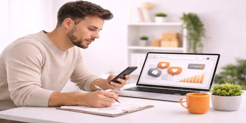 Social media marketer analyzing engagement data for e commerce campaigns