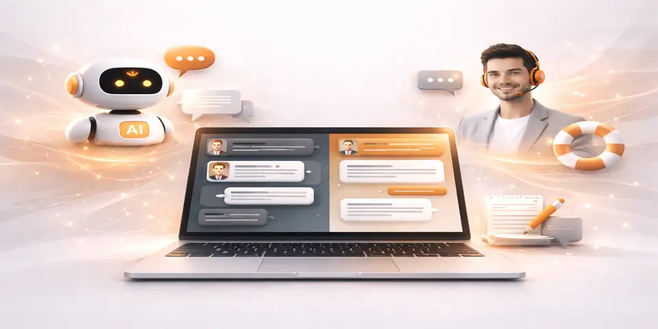 AI chatbot vs human support chat interface for SaaS customer service