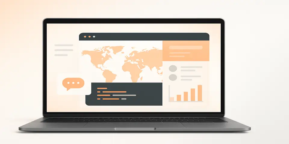 Laptop screen displaying analytics of outsourcing potential for SMEs.