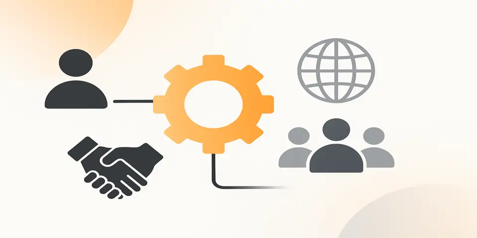 Abstract design illustrating outsourcing potential for SMEs.