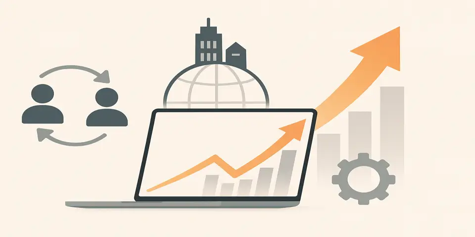 Abstract elements symbolizing outsourcing efficiency and growth in Hyderabad.