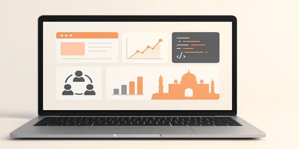 Laptop screen showing outsourcing dashboards and analytics