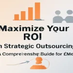 Maximize ROI concept with business icons and centered blog title