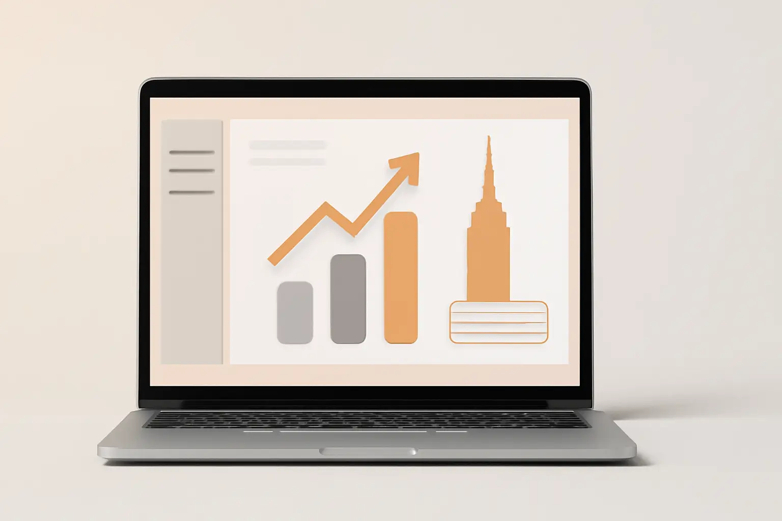 Laptop displaying outsourcing performance dashboards and growth analytics