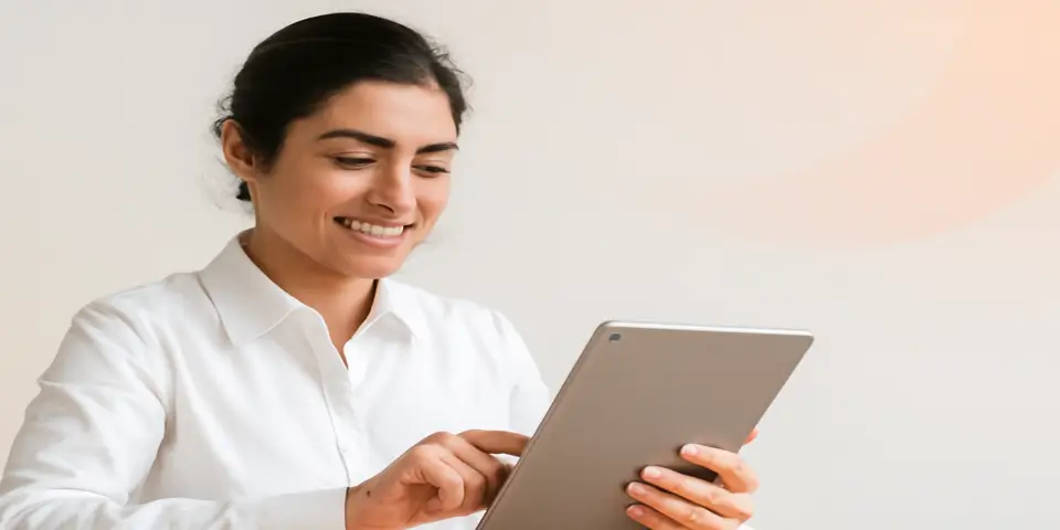 Professional analyzing outsourcing reports on laptop for business benefits