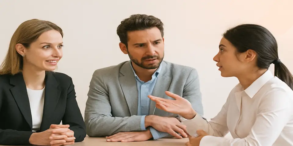 Group of professionals discussing outsourcing strategies and future trends