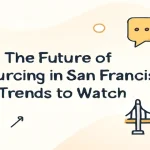 Outsourcing trends in San Francisco highlighted with modern icons and title