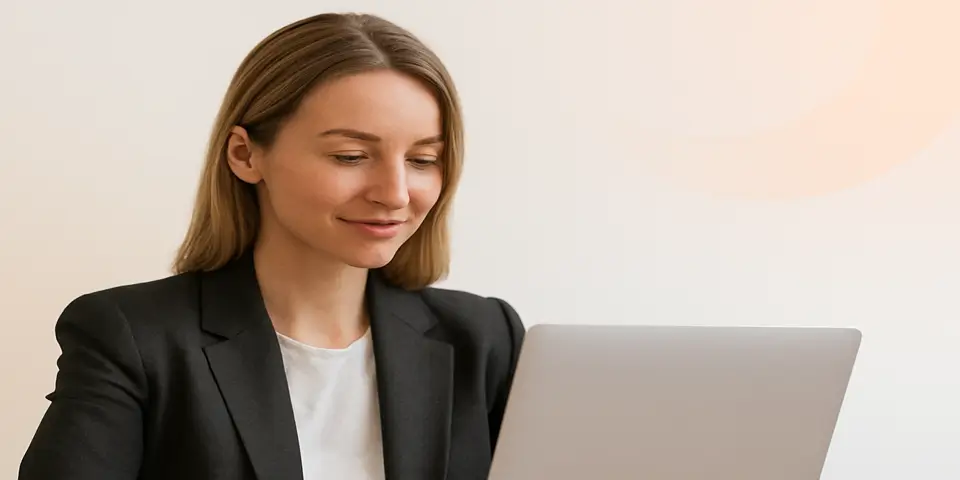 Professional analyzing outsourcing dashboards on laptop for business growth