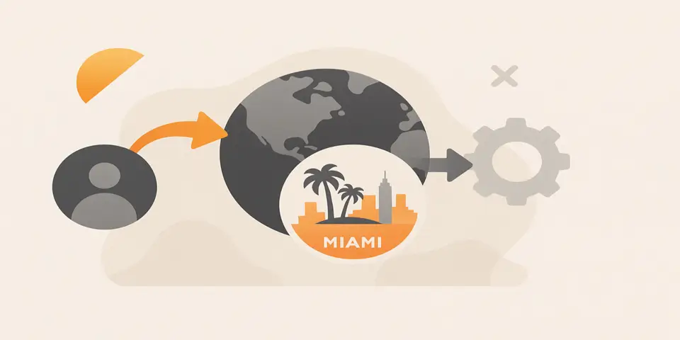 Abstract outsourcing concept with gradients, arrows, and growth elements