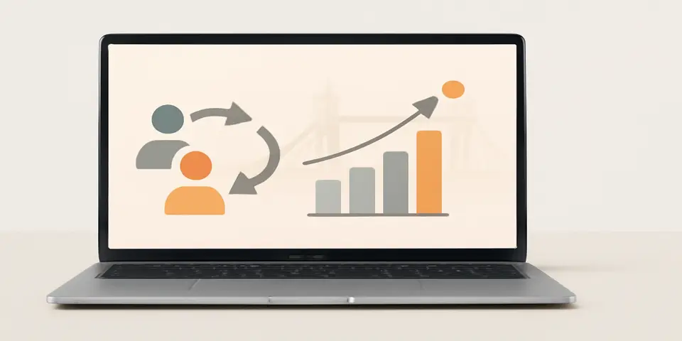Laptop displaying outsourcing dashboards and performance metrics