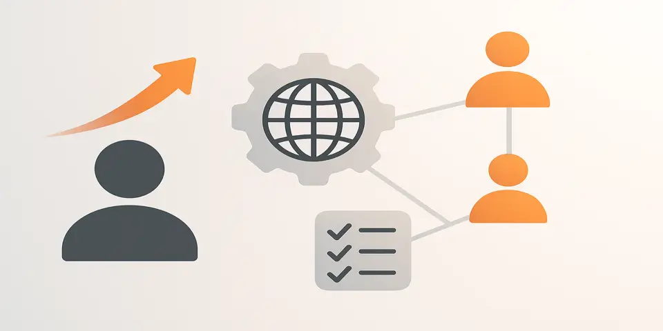 Minimal abstract outsourcing and growth concept with icons