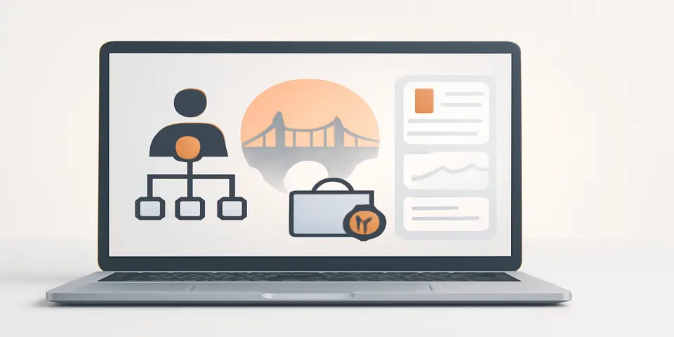 Laptop showing outsourcing performance dashboard with growth charts and analytics