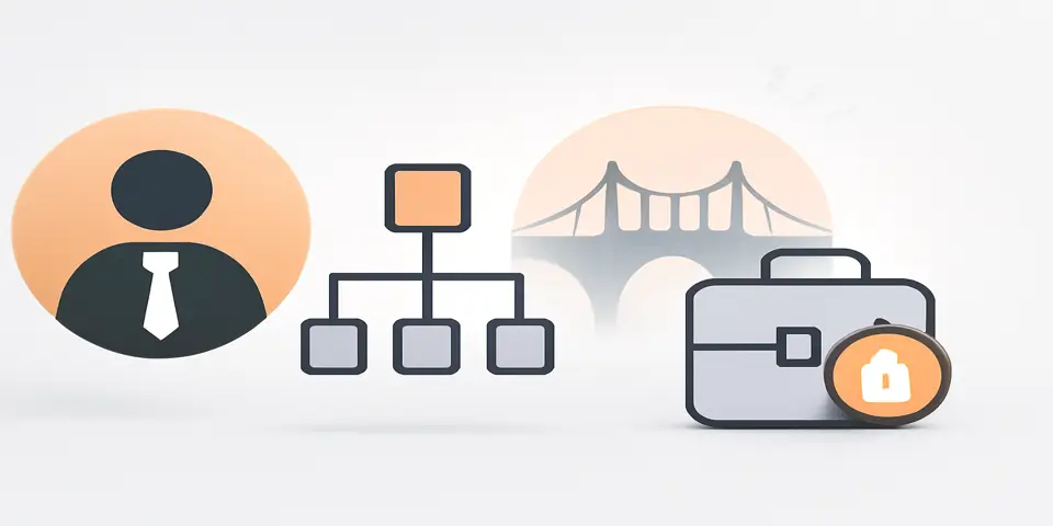 Abstract icons and shapes representing outsourcing growth and business innovation