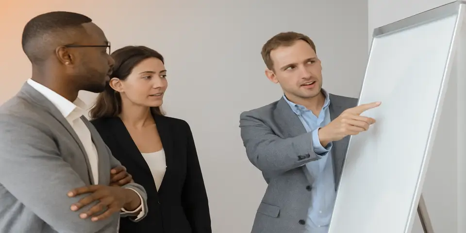Team of professionals collaborating on outsourcing strategies for business success
