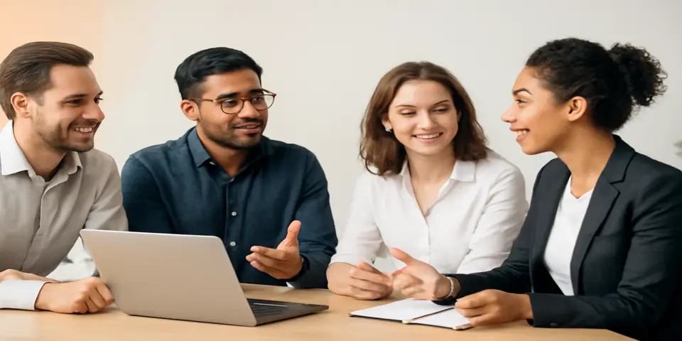 Business team discussing outsourcing strategies