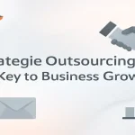 Strategic outsourcing title image with business icons