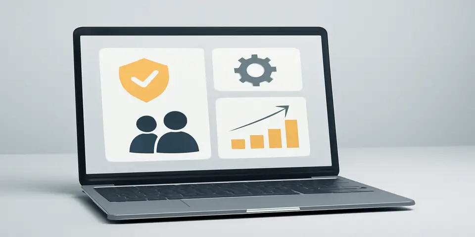 Laptop displaying outsourcing performance dashboard