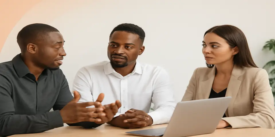 Group of professionals discussing outsourcing in Africa