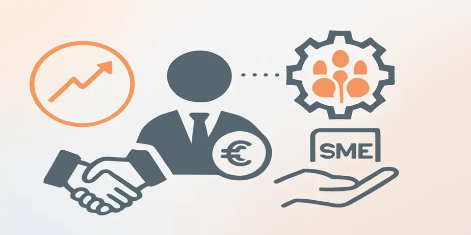 Abstract business shapes representing outsourcing strategies.