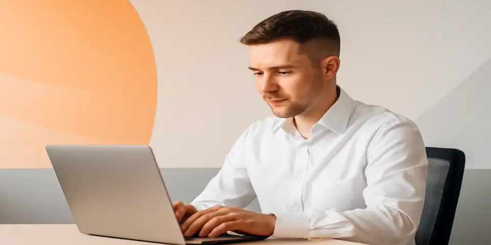 A laptop displaying outsourced service dashboards and charts.