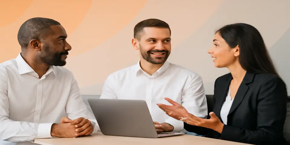 Group of professionals planning outsourcing strategies for growth