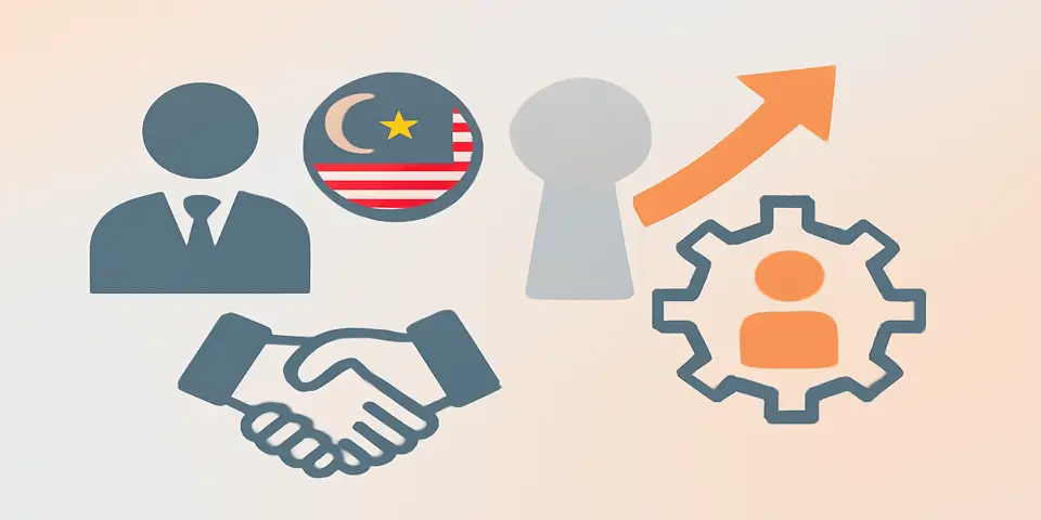 Abstract icons and shapes symbolizing outsourcing potential