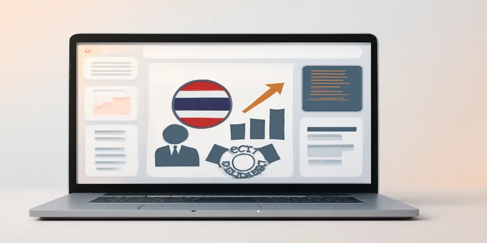 Laptop displaying outsourcing efficiency and growth analytics