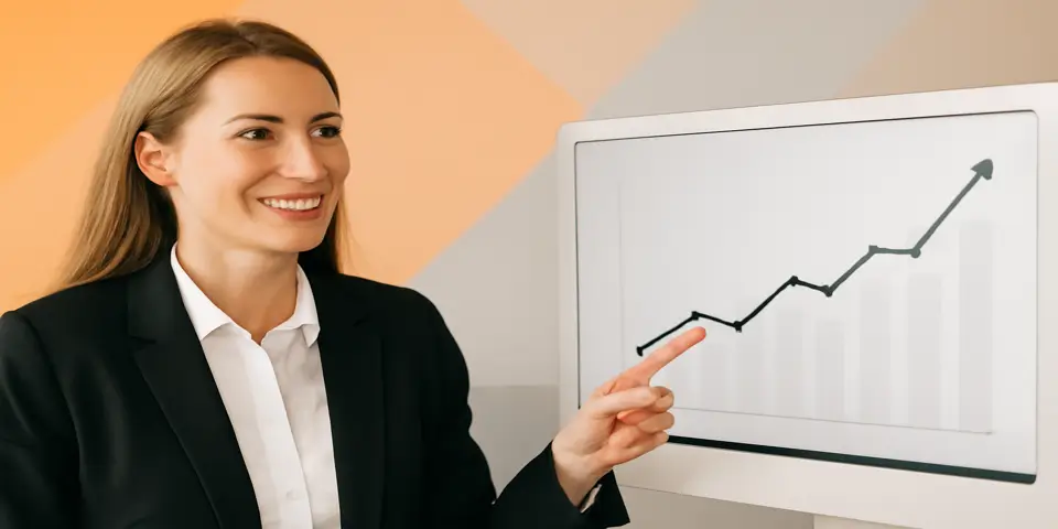 Professional analyzing ROI outsourcing data on laptop