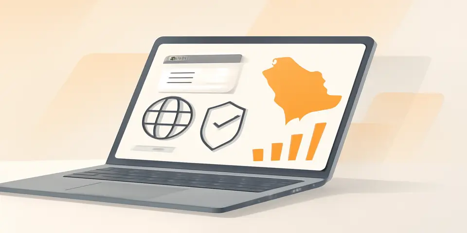 Laptop displaying outsourcing trends and growth analytics