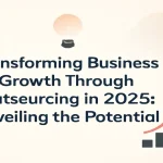 Business growth and outsourcing strategies for 2025 with relevant icons