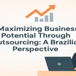 Maximizing business potential through outsourcing with professional icons and growth elements