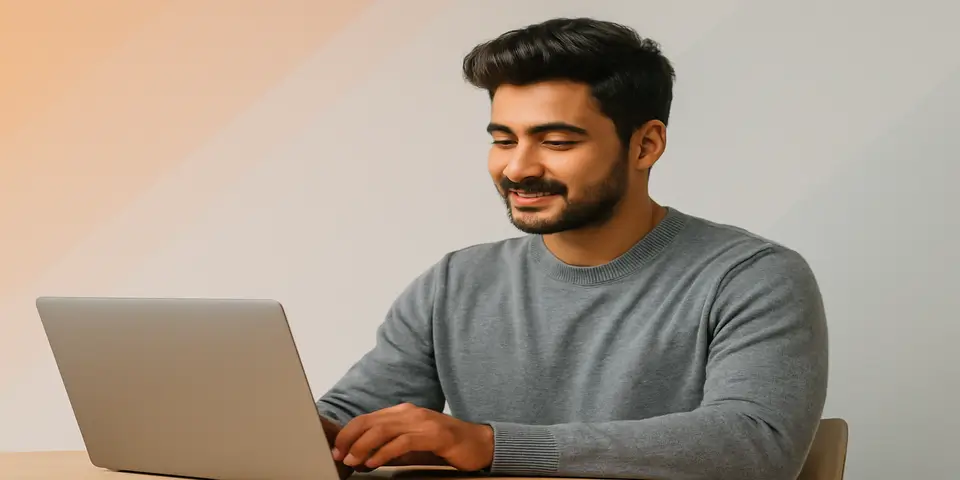 Individual analyzing digital transformation opportunities through outsourcing