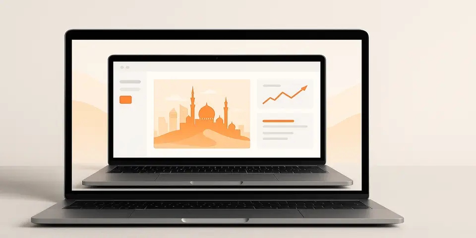 Laptop displaying outsourcing analytics and dashboards for SMEs