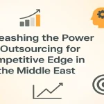 Outsourcing opportunities in the Middle East with growth and strategy icons