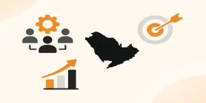 Abstract outsourcing elements with business icons for growth and innovation