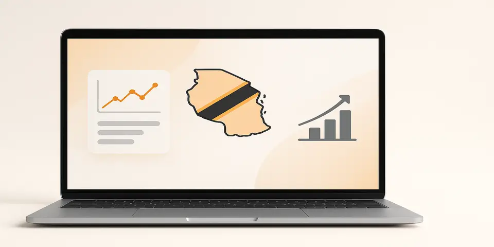 Laptop screen showing outsourcing analytics and growth dashboards
