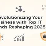 IT trends for 2025 with AI, cloud, and cybersecurity icons