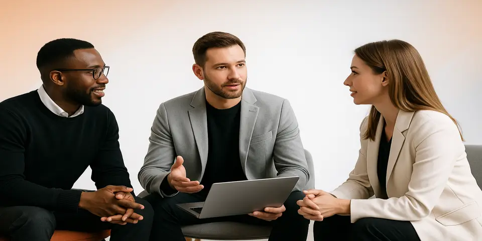 A small team collaborating on IT strategy for business growth