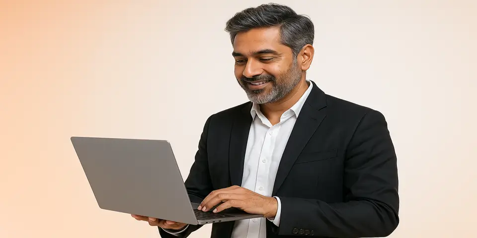 Professional analyzing IT dashboards on a laptop for business growth