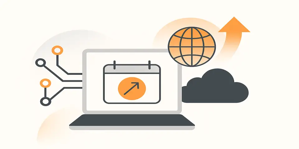 Abstract digital shapes representing IT services and technology growth