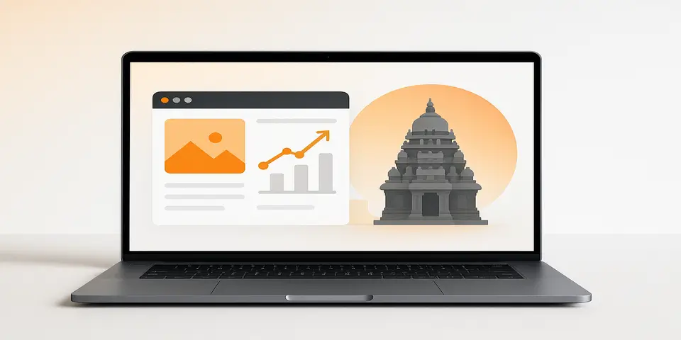 Laptop displaying outsourcing dashboards and analytics for business insights