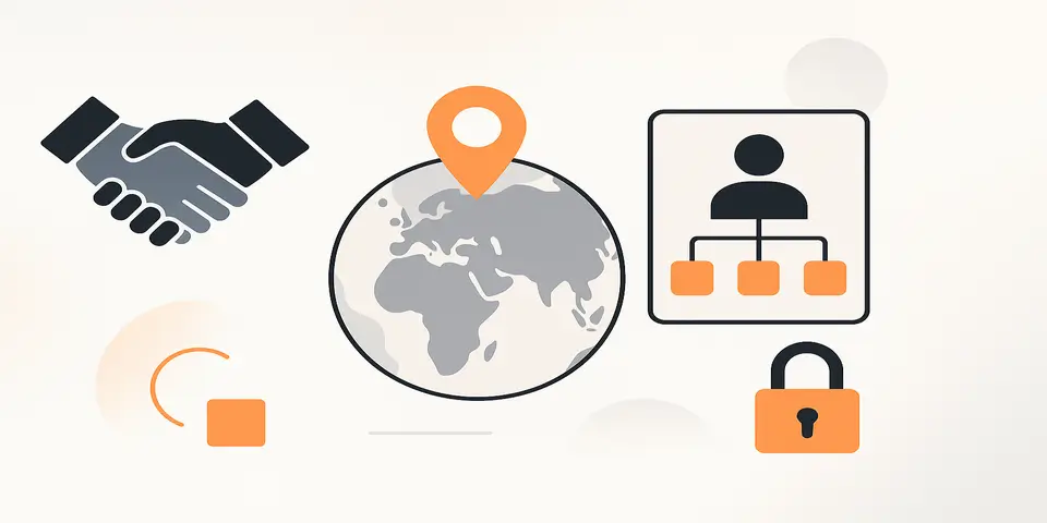 Abstract digital shapes symbolizing IT outsourcing and innovation
