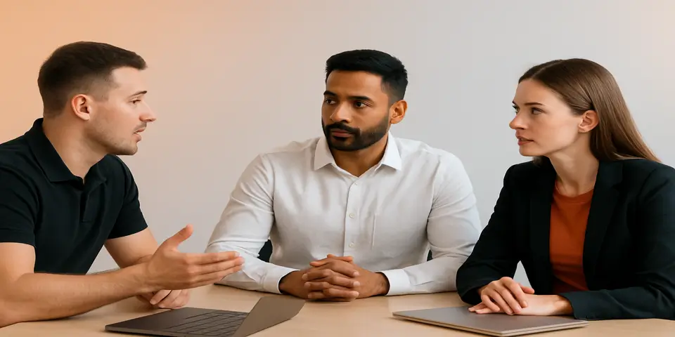 Professionals in discussion on IT strategies for growth