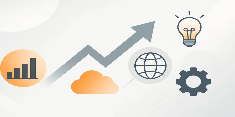 Abstract technology icons representing IT service innovation