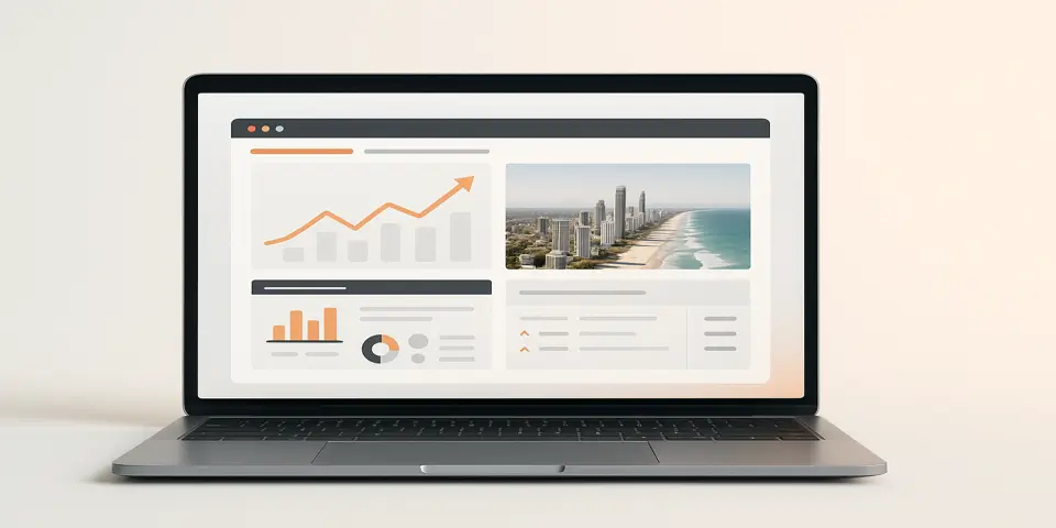 Laptop screen showing IT dashboards for SME business growth
