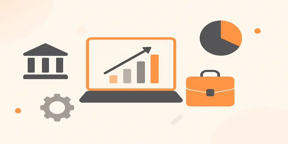 Abstract icons representing cutting-edge IT solutions and business growth
