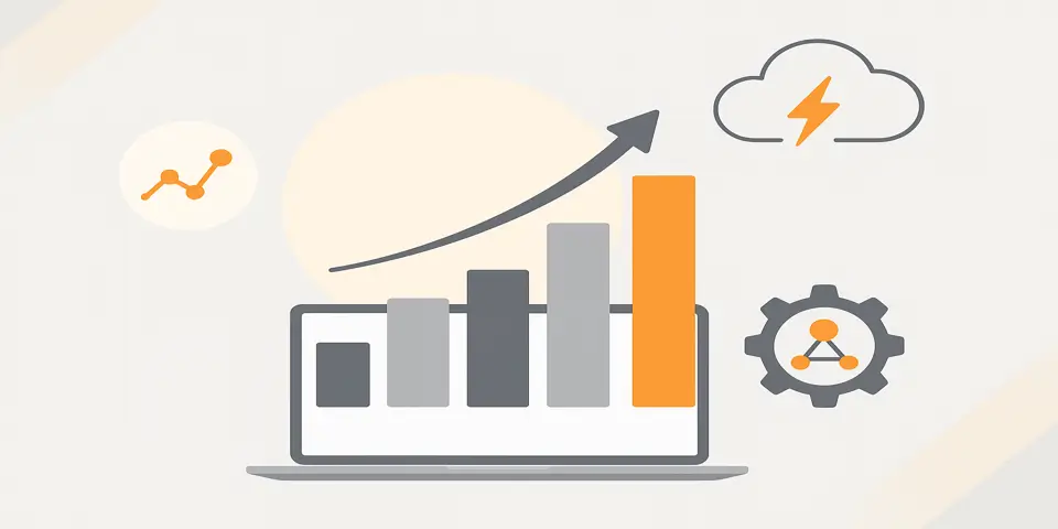 Abstract IT icons representing digital transformation and growth
