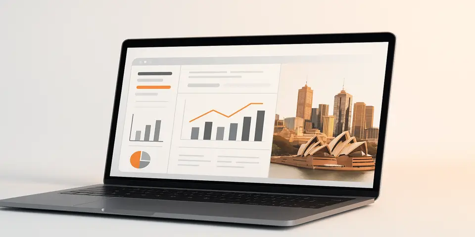Laptop screen displaying IT dashboards for business growth