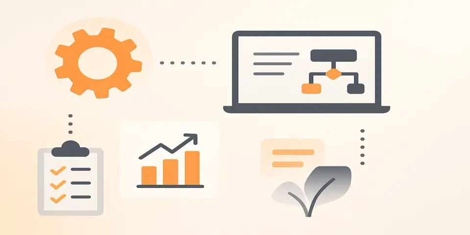 Abstract IT icons symbolizing business efficiency and innovation